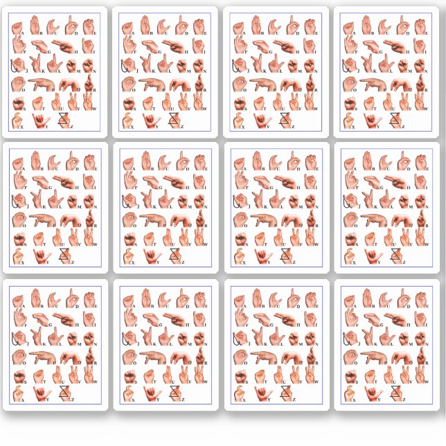 12pcs American Sign Language Alphabet Board, Asl  (Front)