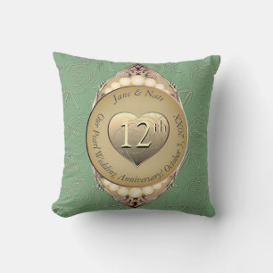 12th/30th Pearl & Green Wedding Anniversary Cushion
