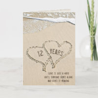 12th Anniversary Beach Hearts Card