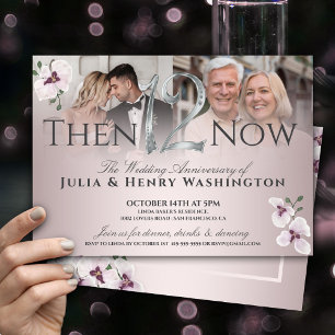 12th Anniversary Elegant Orchid Then And Now Invitation