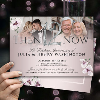 12th Anniversary Elegant Orchid Then And Now Invitation