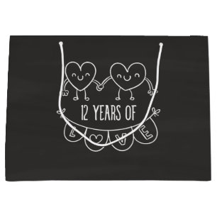 12th Anniversary Gift Chalk Hearts Large Gift Bag