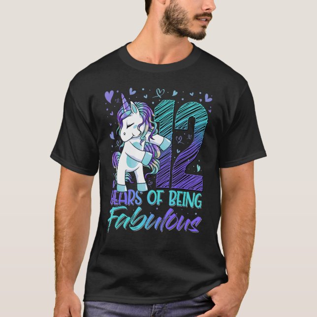 12th Birthday  12 Year Old Girl Flossing Unicorn P T-Shirt (Front)