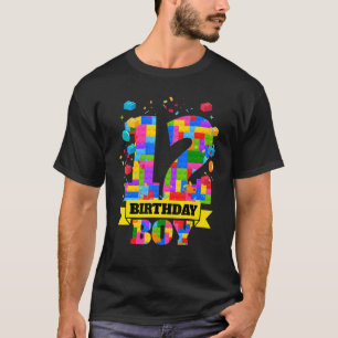 12th Birthday 12 Years Old Block Building Boys Kid T-Shirt