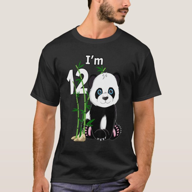 12th Birthday  12 Years Old Party Animal Panda T-Shirt (Front)