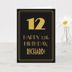 12th Birthday ~ Art Deco Inspired Look "12" & Name Card