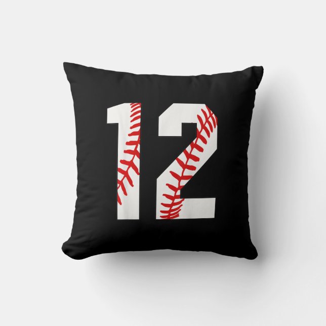 12th Birthday Baseball Big Number Twelve  Cushion (Front)