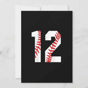 12th Birthday Baseball Big Number Twelve  Invitation