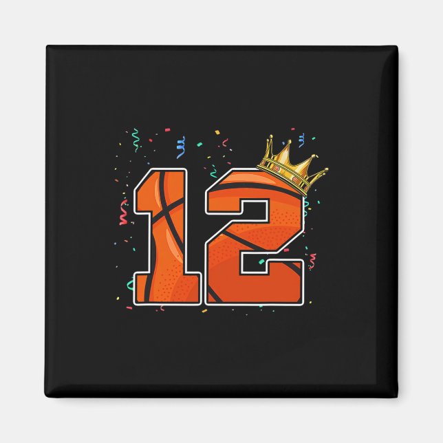 12th Birthday Basketball Big Number 12 Year Old Bo Magnet (Front)