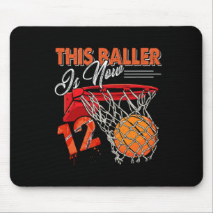 12th Birthday Basketball Fun 12 Years Old Kids Gi Mouse Pad