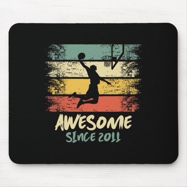 12th Birthday Basketball Player Awesome Since 2011 Mouse Pad (Front)