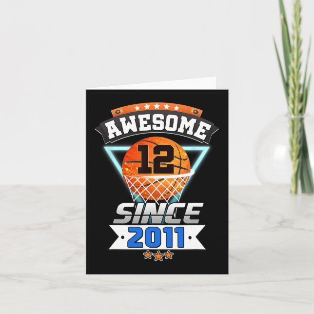 12th Birthday  Basketball Player Awesome Since 201 Card (Front)