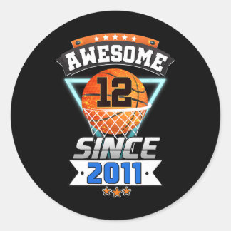 12th Birthday  Basketball Player Awesome Since 201 Classic Round Sticker
