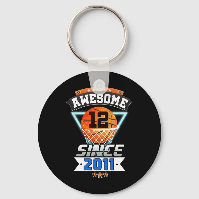12th Birthday  Basketball Player Awesome Since 201 Key Ring (Front)