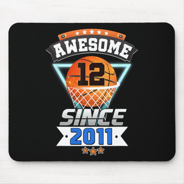 12th Birthday  Basketball Player Awesome Since 201 Mouse Pad (Front)