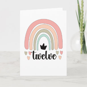 12th Birthday Boho Rainbow Party Kids 12 Years Old Card