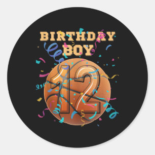 12th Birthday Boy 12 Years Old Basketball Players Classic Round Sticker