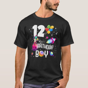12th Birthday Boy Astronaut Space 12 Years Old Roc T-Shirt