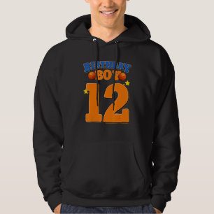 12th Birthday Boy Basketball 12 Years Old Kids Hoodie