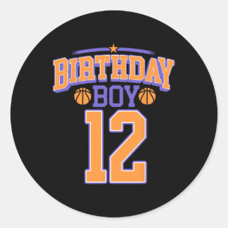 12th Birthday Boy Basketball Lover 12 Years Old Bd Classic Round Sticker