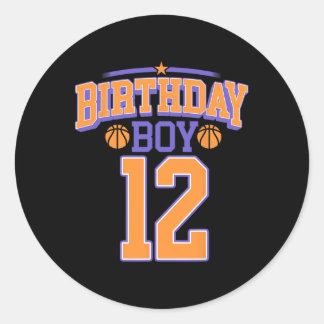 12th Birthday Boy Bysketbyll Lover 12 Years Old Bd Classic Round Sticker