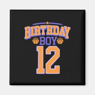 12th Birthday Boy Bysketbyll Lover 12 Years Old Bd Magnet