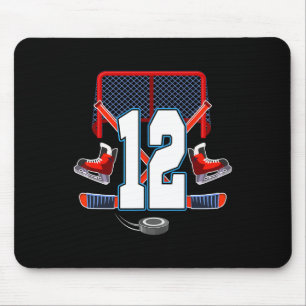 12th Birthday Boy Ice Hockey Theme 12 Year Old Par Mouse Pad