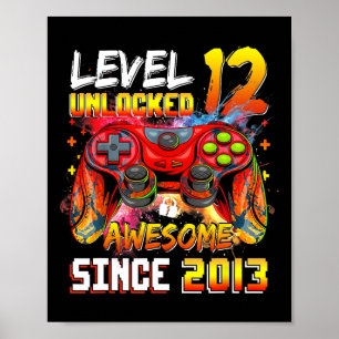 12th Birthday Boy Level 12 Unlocked Awesome 2013 V Poster