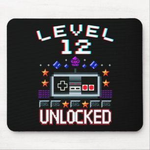 12th Birthday Boy Level 12 Unlocked Funny Video Ga Mouse Pad