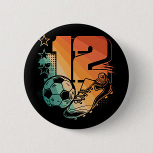 12th Birthday Boy Soccer Player Footll 12 Years Ol 6 Cm Round Badge