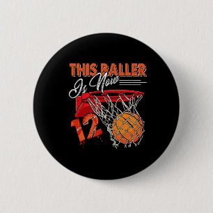 12th Birthday Bysketbyll Fun 12 Years Old Kids Gif 6 Cm Round Badge