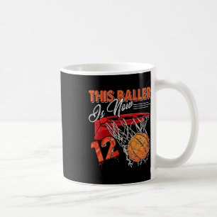 12th Birthday Bysketbyll Fun 12 Years Old Kids Gif Coffee Mug