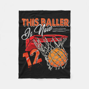 12th Birthday Bysketbyll Fun 12 Years Old Kids Gif Fleece Blanket