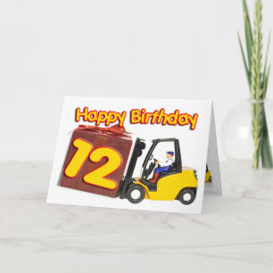 12th birthday card with a fork lift truck