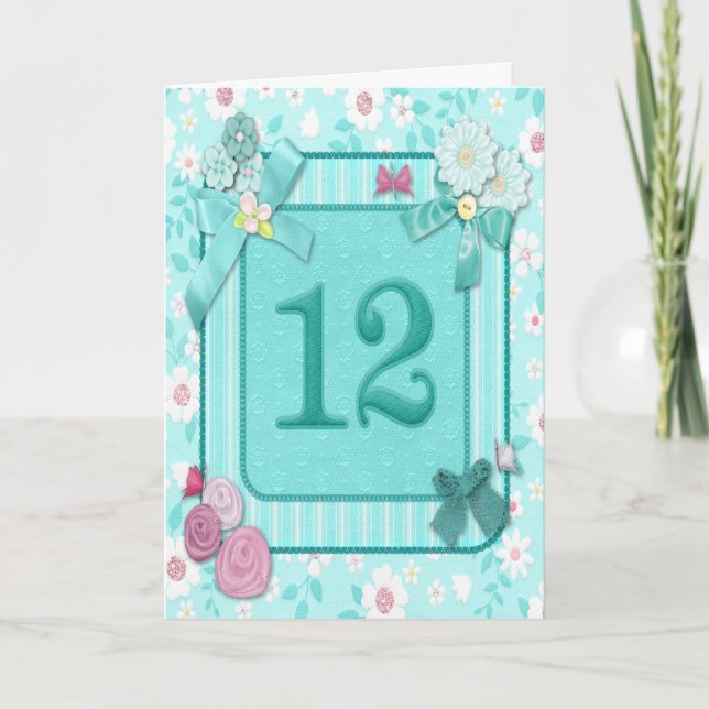 12th birthday card with flowers (Front)