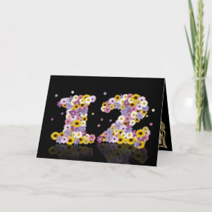 12th birthday card with flowery letters
