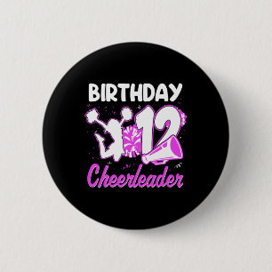 12th Birthday Cheerleader Girl 12 Years Old Cheerl 6 Cm Round Badge