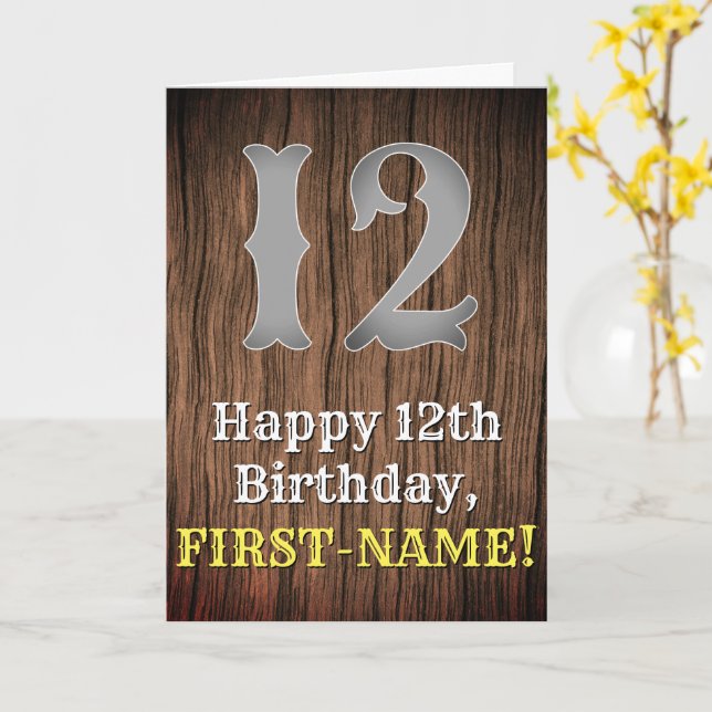 12th Birthday: Country Western Inspired Look, Name Card (Yellow Flower)