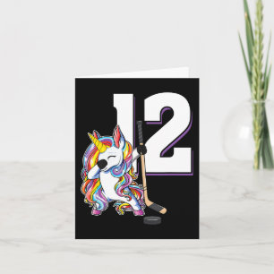 12th Birthday Dabbing Unicorn Ice Hockey 12 Years  Card