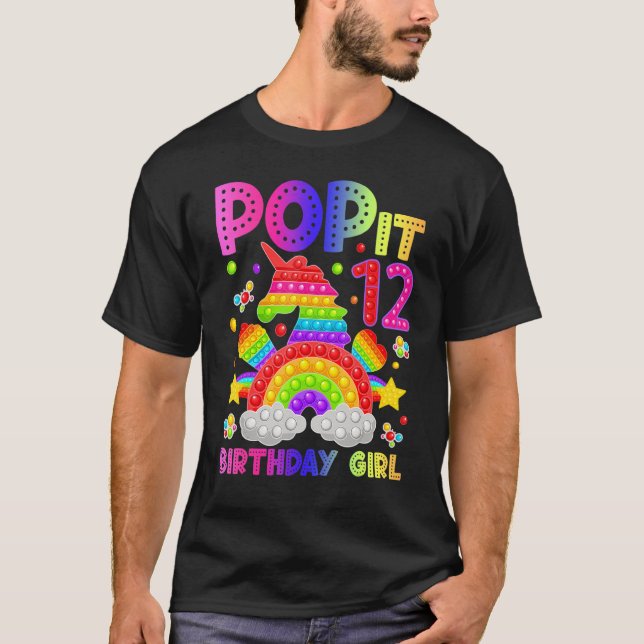 12th Birthday Fidget Toy Pop It Birthday Girl 12 Y T-Shirt (Front)
