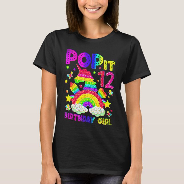 12th Birthday Fidget Toy Pop It Birthday Girl 12 Y T-Shirt (Front)