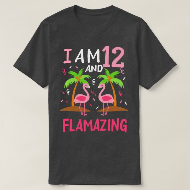 12th Birthday Flamingo T-Shirt (Design Front)