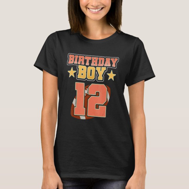 12th Birthday For Boys Football 12 Years Old Kids  T-Shirt (Front)