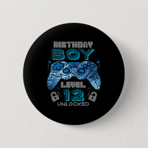 12th Birthday Gamer Level 12 Unlocked Video Gaming 6 Cm Round Badge