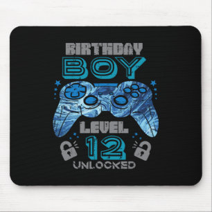 12th Birthday Gamer Level 12 Unlocked Video Gaming Mouse Pad