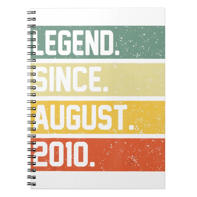 12th Birthday Gift 12 Year Old Legend Since August Notebook (Front)