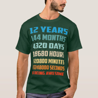 12th Birthday Gift 12 Years Old Being Awesome T-Shirt