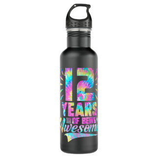 12th Birthday Gift Idea Tie Dye 12 Year Of Being A 710 Ml Water Bottle