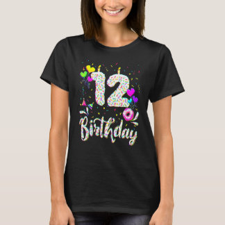 12th Birthday Girl  12 Years Old Bday Doughnut Par T-Shirt