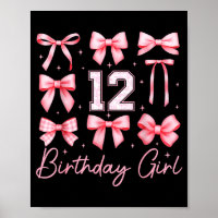 12th Birthday Girl Coquette Bow Floral Toile 12 Ye